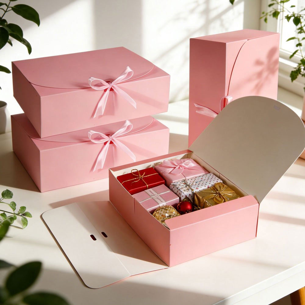 Event Party Box - 5pcs Fashionable Pink Flip Cover Gift