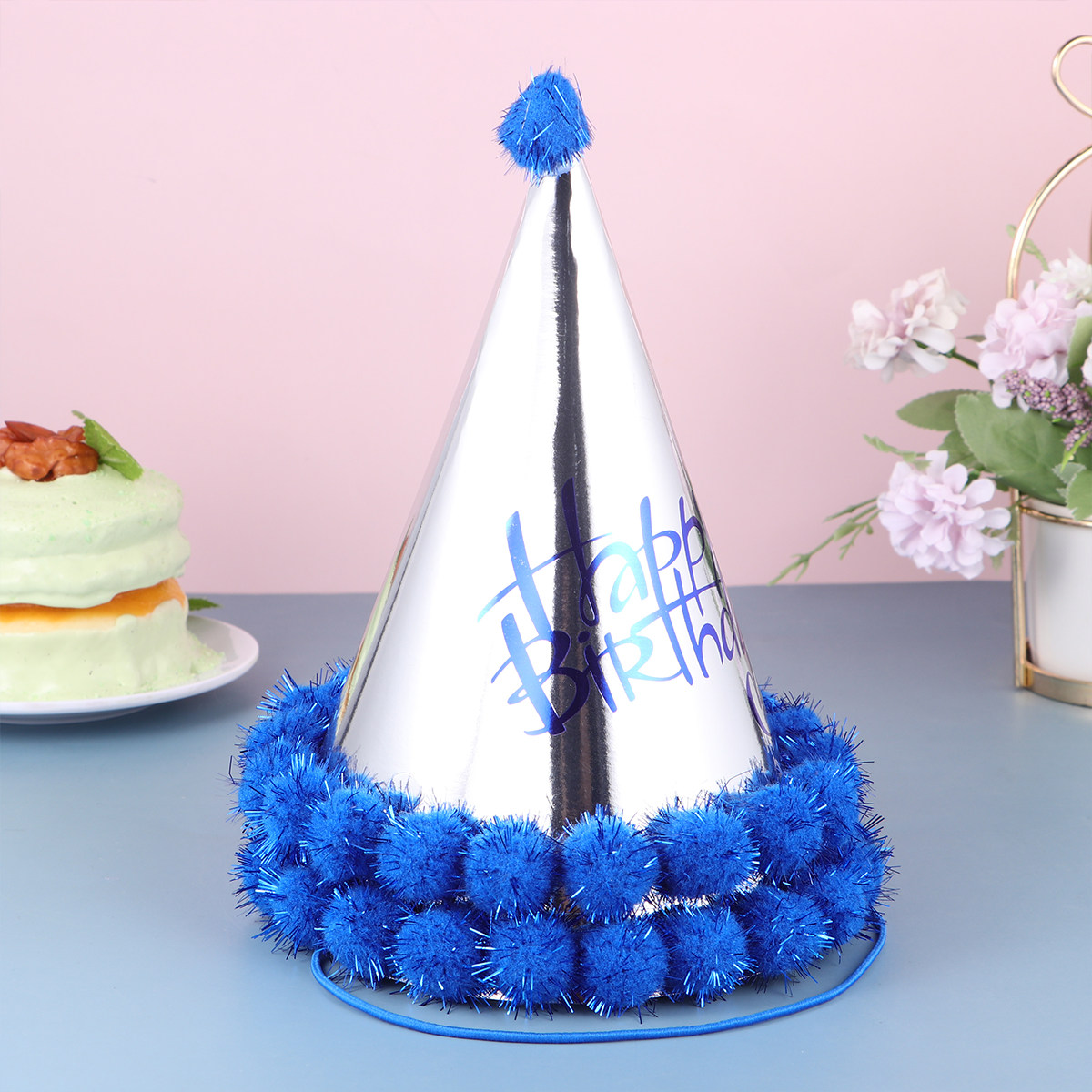 5pcs Dark Blue Shiny Paper Pom - đánh giá và giá Party Hat Cone